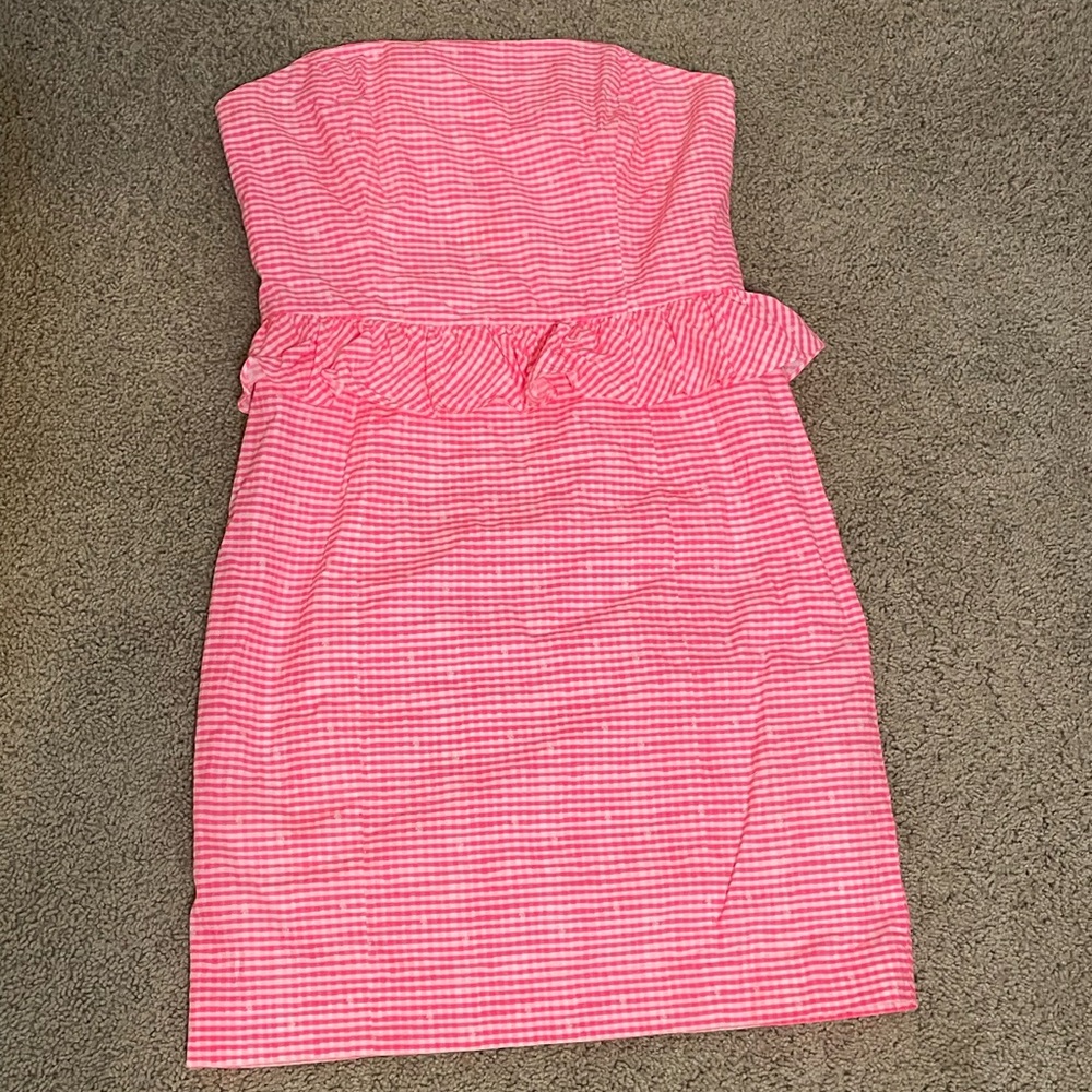Lilly Pulitzer Pink and White Sundress Strapless Casual